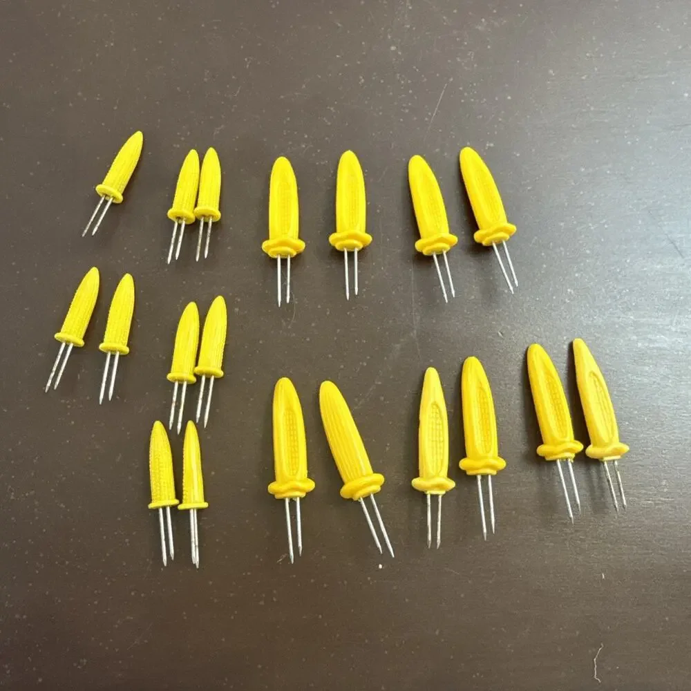 Lot Of 19 Vintage Corn On The Cob Holders Skewers Yellow